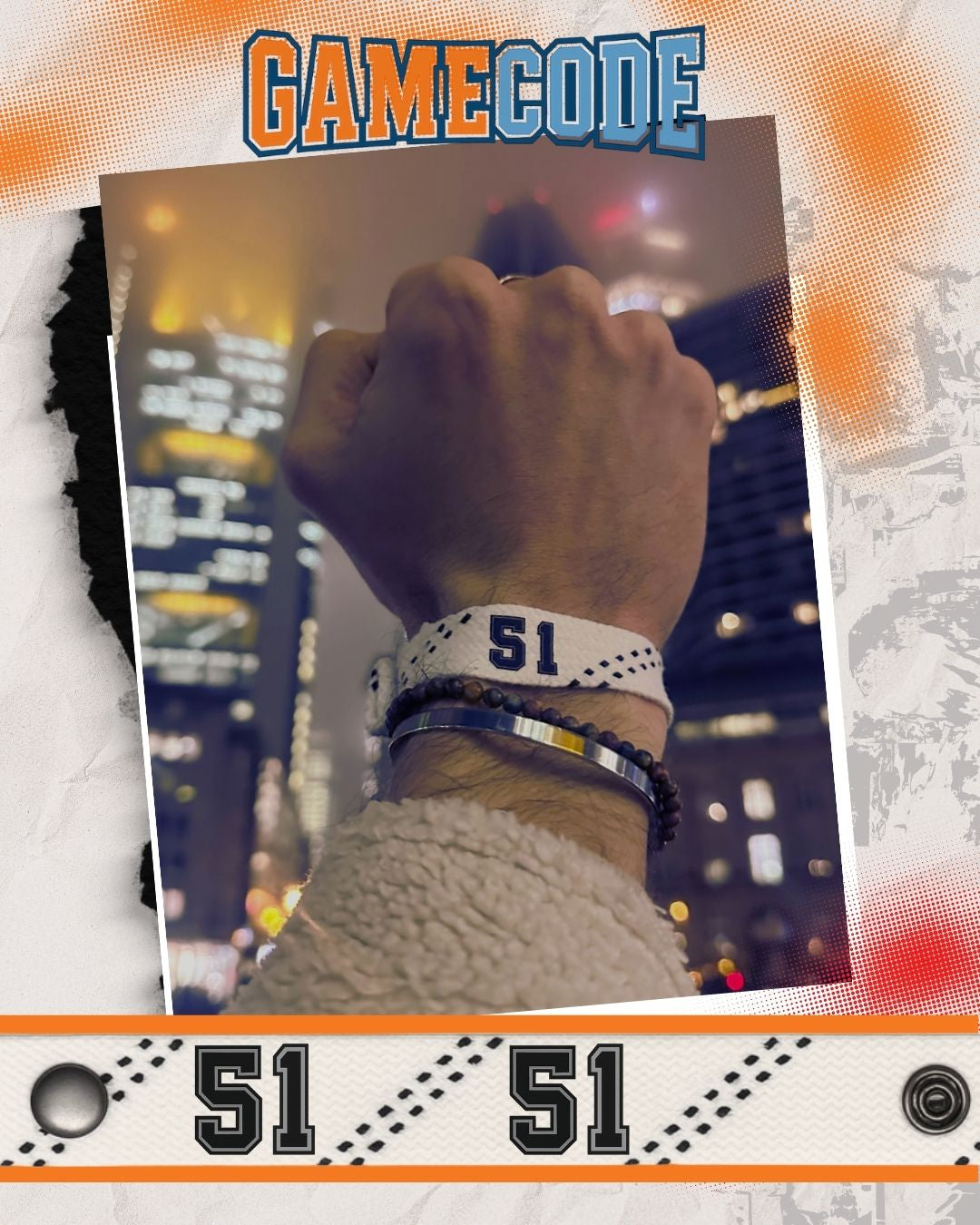 #51 Eishockey Armband Cody Brenner #51 - GAMECODE Lace Armband