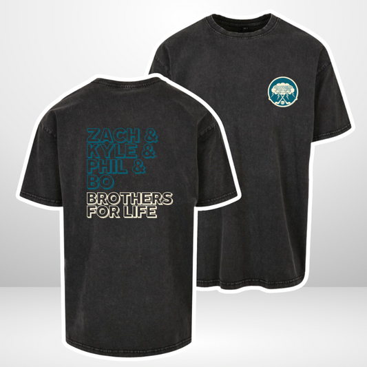 Brothers for Life "4 Brothers" Acid Washed Oversized Shirt