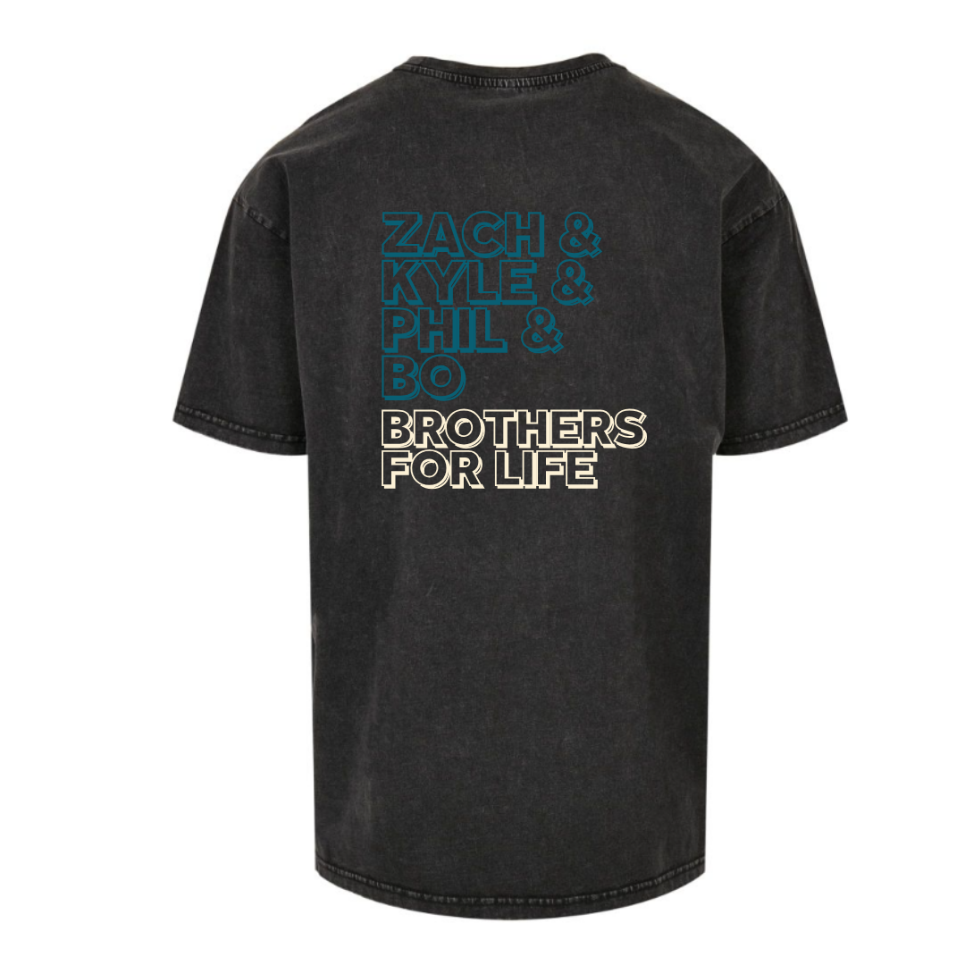 Brothers for Life "4 Brothers" Acid Washed Oversized Shirt back