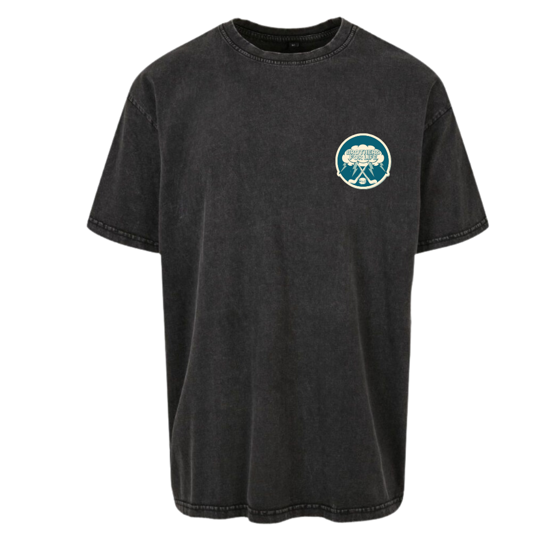 Brothers for Life "4 Brothers" Acid Washed Oversized Shirt front
