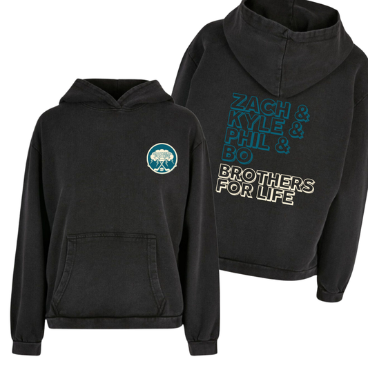 Brothers for Life "4 Brothers" Hockey Ladies Acid Washed Oversize Hoodie