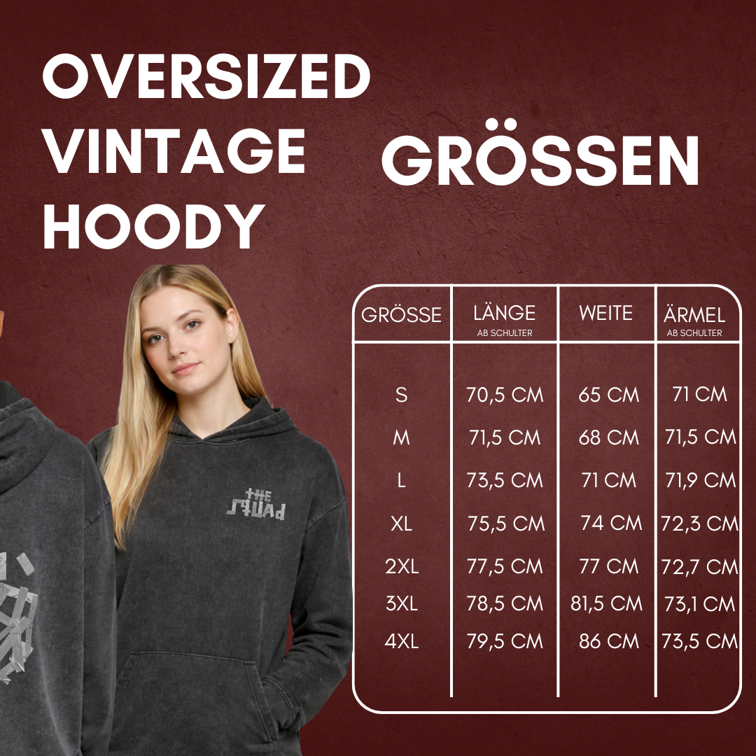 "HOCKEY TAPE" The Squad Acid Washed Oversized Hoodie