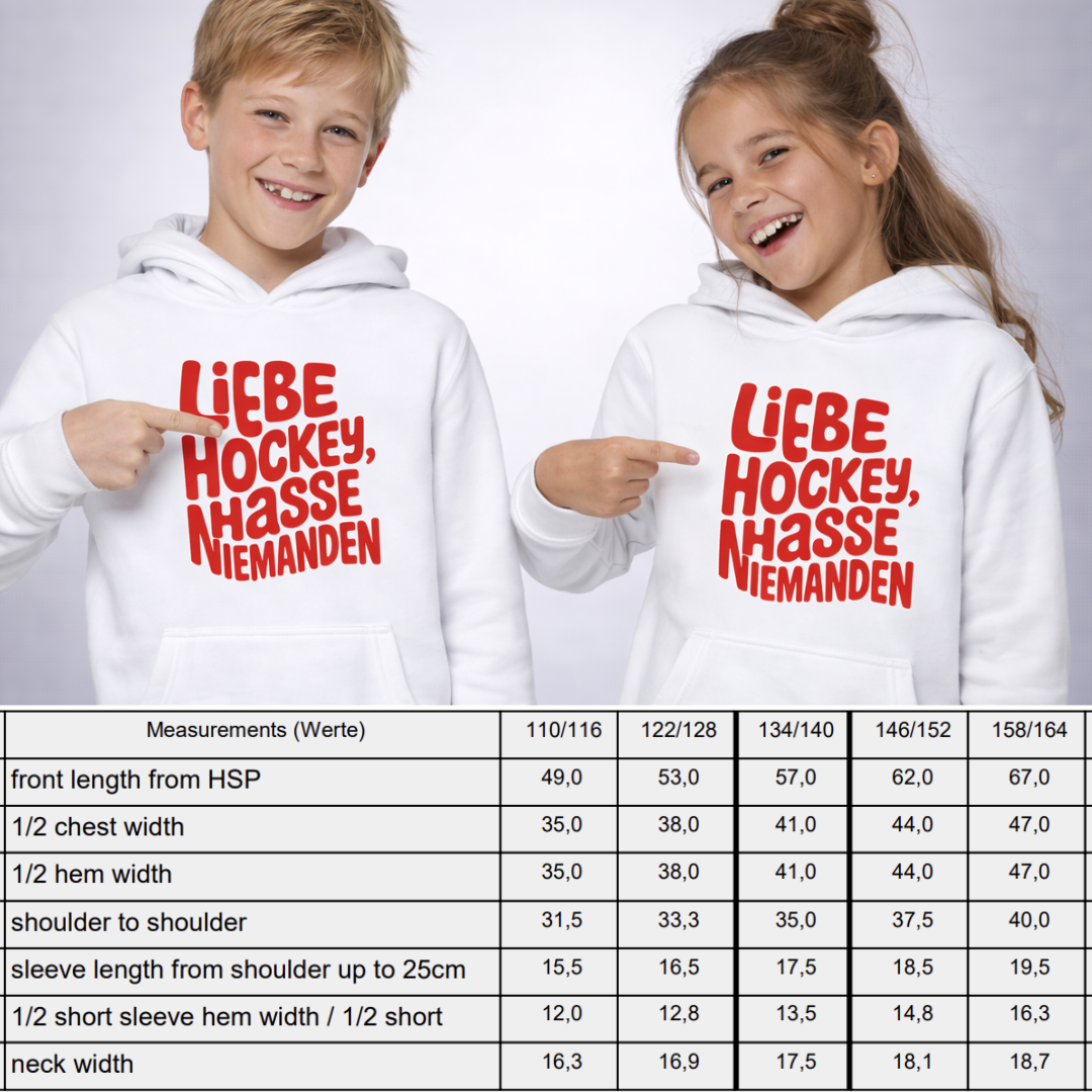 "LIEBE HOCKEY, HASSE NIEMANDEN" The Squad Kids Hoody