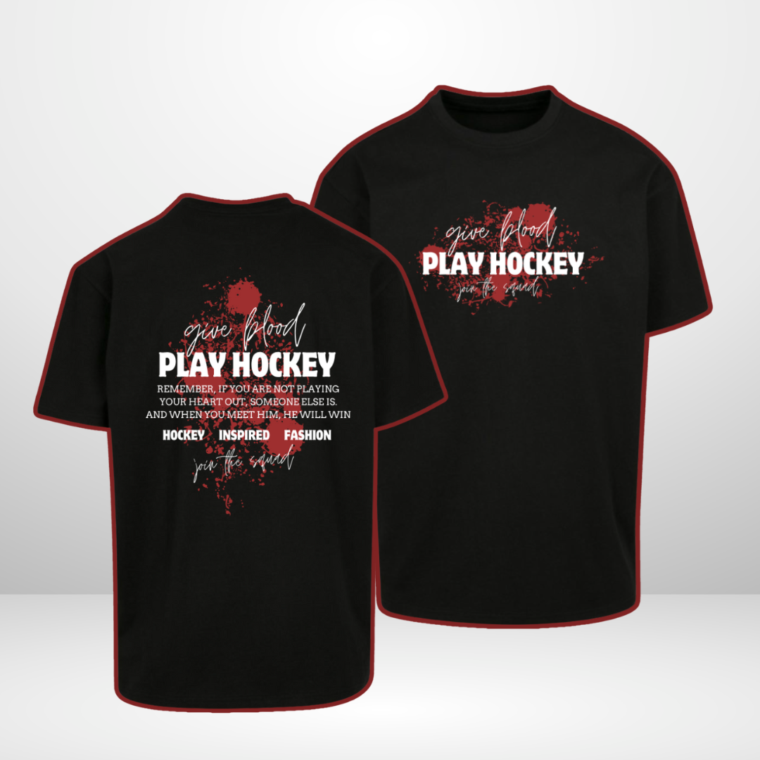 THE SQUAD "give blood, play hockey" Oversized T-Shirt