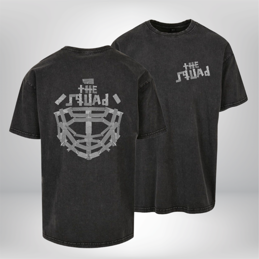 THE SQUAD  "Tape" Acid Washed Oversized T-Shirt