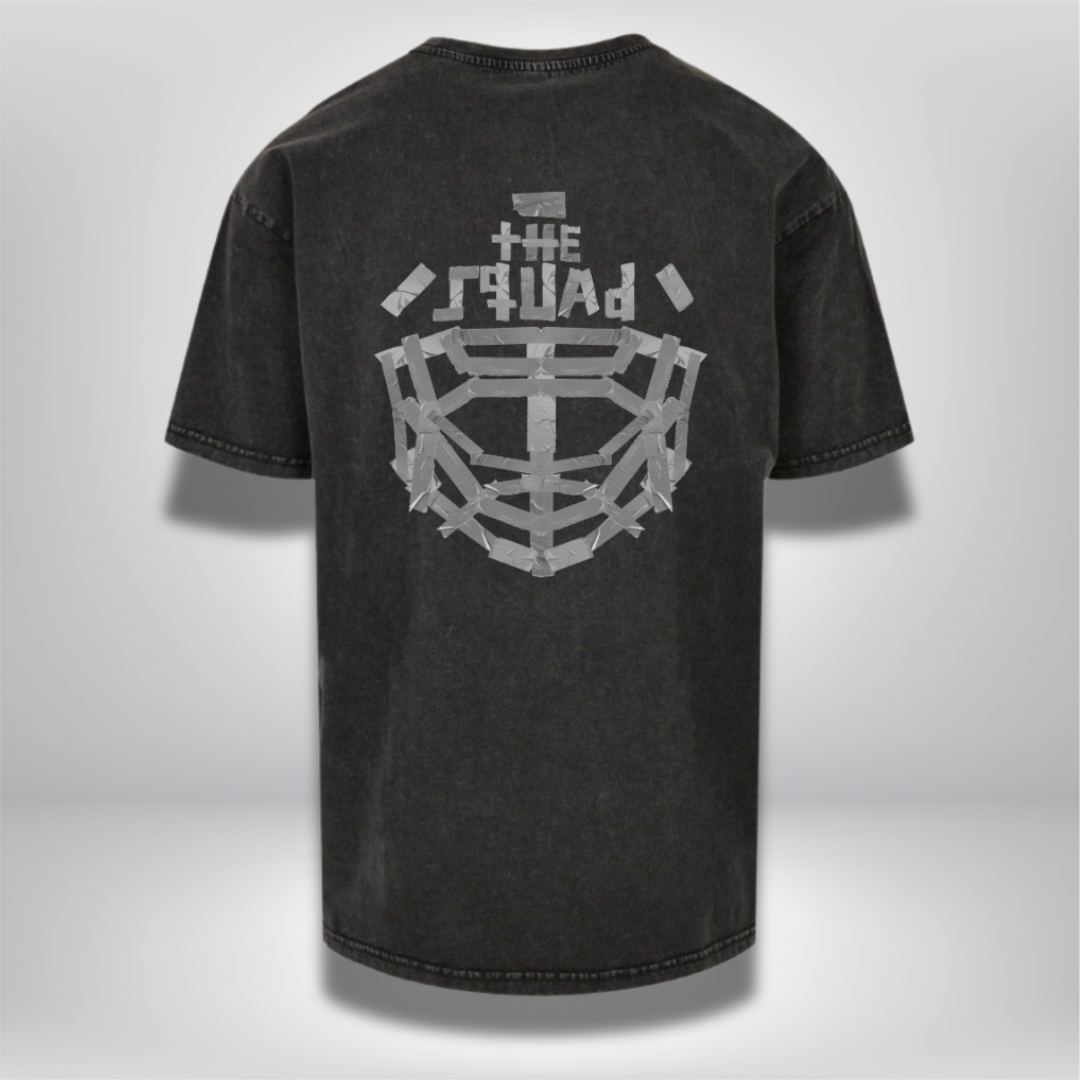 THE SQUAD  "Tape" Acid Washed Oversized T-Shirt