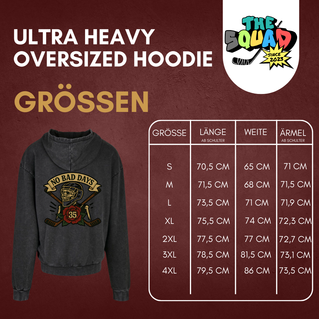 "NO BAD DAYS" Jerry Kuhn X The Squad Acid Washed Oversized Hoody