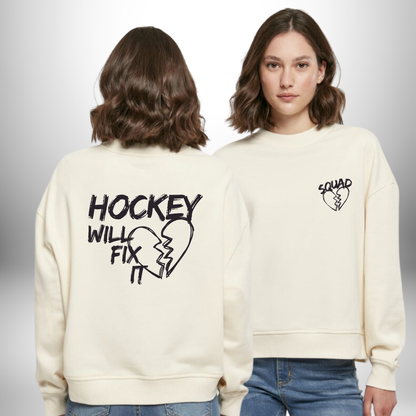 THE SQUAD "Hockey will fix it" Ladies Oversized Crewneck in 2 Farben