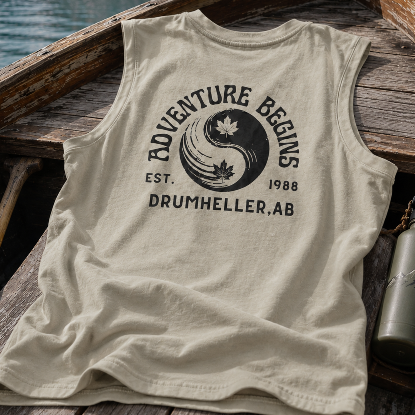 "ADVENTURE BEGINS" Andrew Bodnarchuk X The Squad Hockey Ladies Vintage Washed Sleeveless Tee