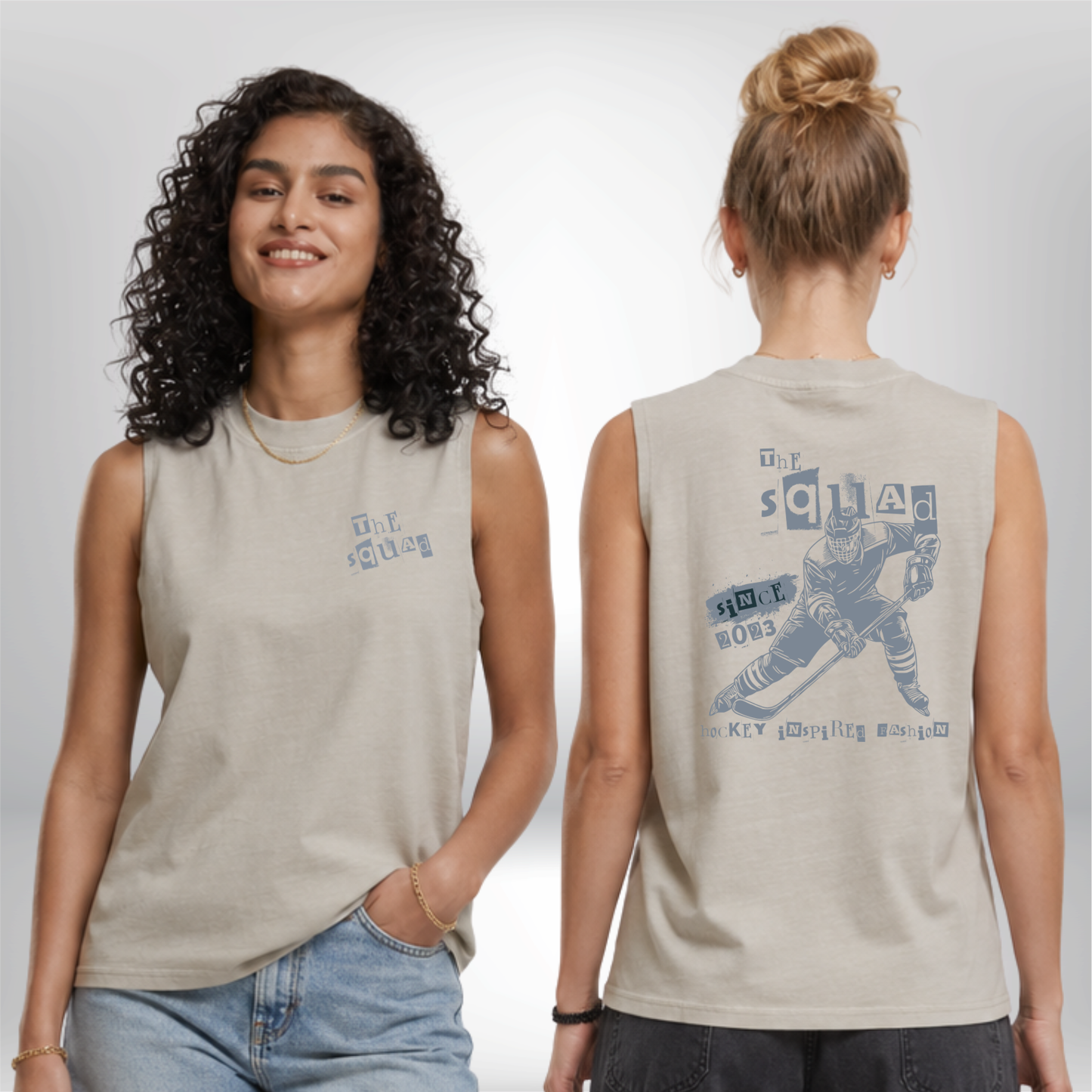 "ANTHEM" The Squad Hockey Ladies Vintage Washed Sleeveless Tee