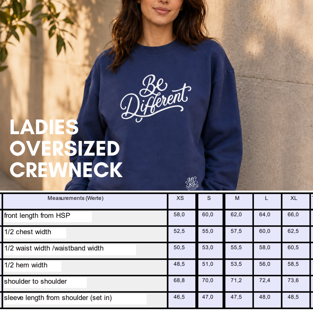 BE DIFFERENT Ladies Crewneck Matt Choupani X The Squad