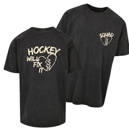 The Squad "Hockey will fix it"  Acid Washed Oversize T-Shirt