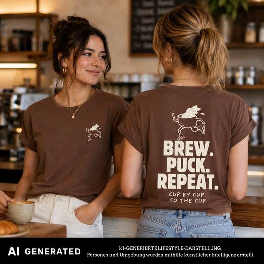 Brew.Puck.Repeat. Ladies Shirt