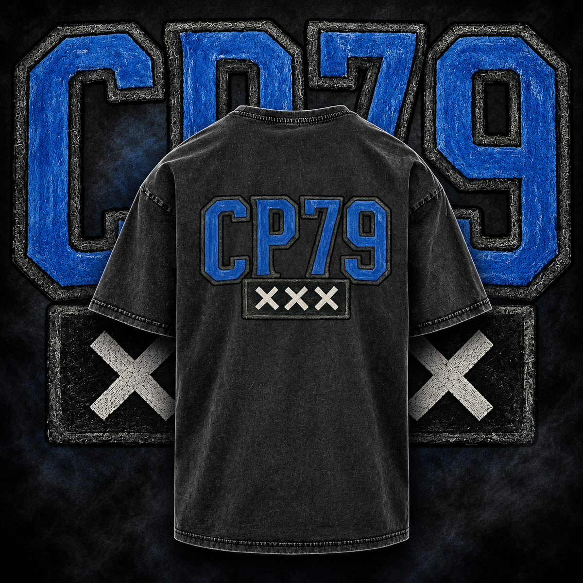 "CP79" Acid Washed Oversized T-Shirt Calvin Pokorny X The Squad