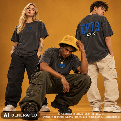 "CP79" Acid Washed Oversized T-Shirt Calvin Pokorny X The Squad