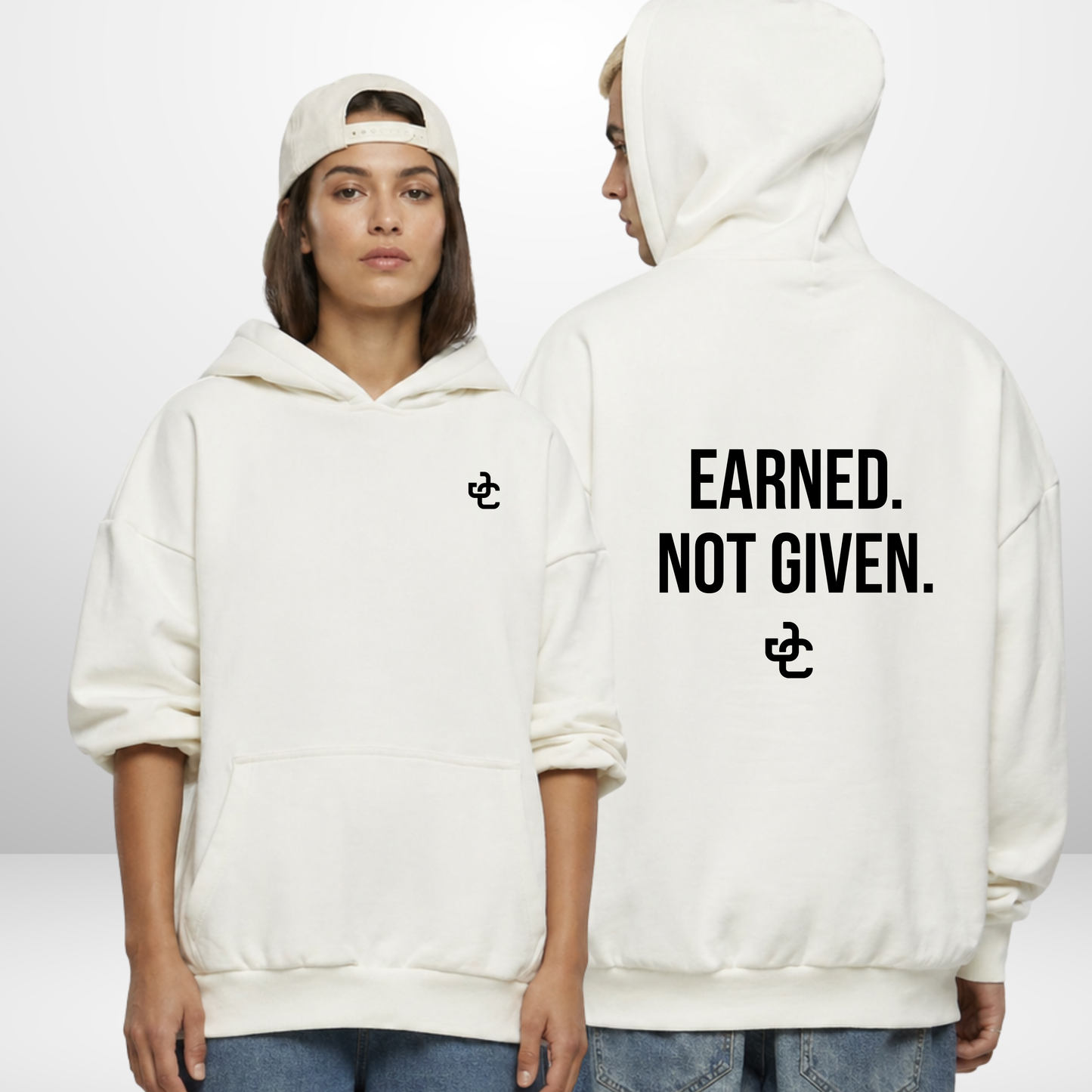 "EARNED.NOT GIVEN." Julian Chrobot X The Squad Ultra Heavy Oversized Hoodie in 2 Farben
