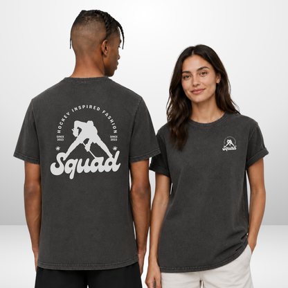 "FACE-OFF" The Squad Hockey Acid Washed Round Neck Tee