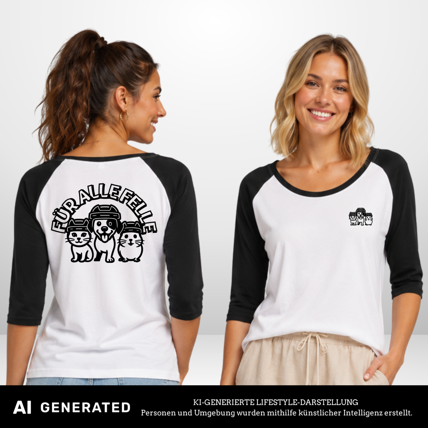 Für alle Felle Ladies 3/4 Contrast Raglan Tee