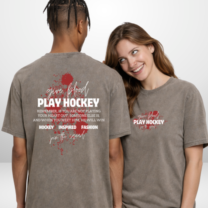 "GIVE BLOOD" The Squad Acid Washed T-Shirt