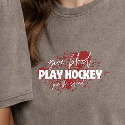 "GIVE BLOOD" The Squad Acid Washed T-Shirt