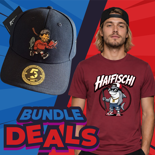 "HAIFISCHI" Bundle * T-Shirt & Snapback Cap* Daniel Fischbuch X The Squad