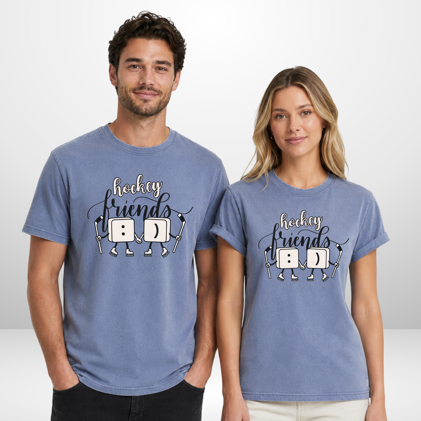 "HOCKEY FRIENDS" The Squad Acid Washed Round Neck Tee