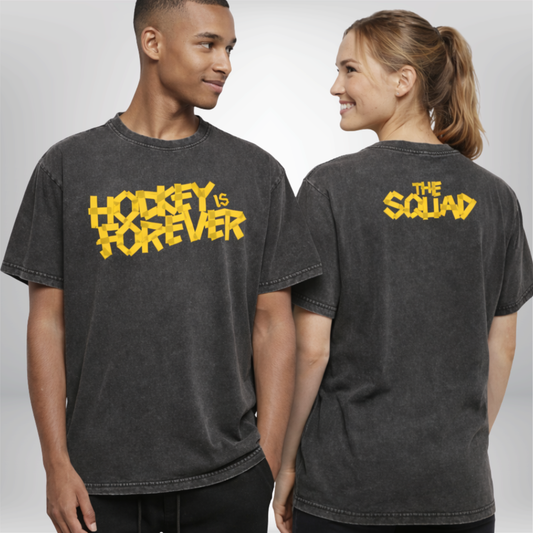 "HOCKEY IS FOREVER" The Squad Acid Washed Oversized T-Shirt