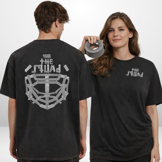 "HOCKEY TAPE" The Squad Acid Washed Oversized T-Shirt