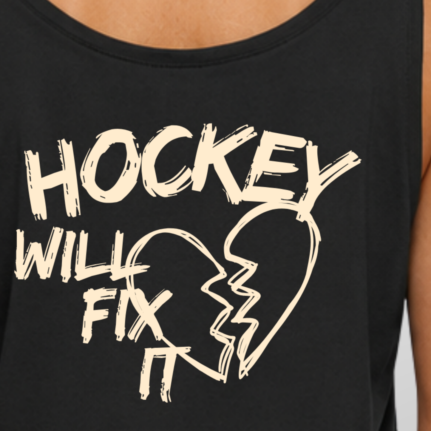 "HOCKEY WILL FIX IT" The Squad Hockey Ladies Oversized Tanktop