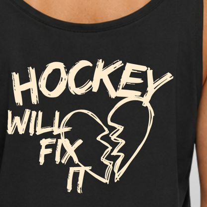 "HOCKEY WILL FIX IT" The Squad Hockey Ladies Oversized Tanktop