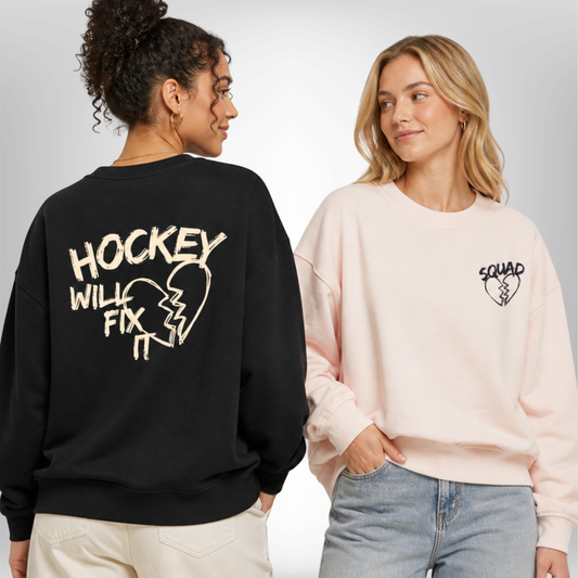 "HOCKEY WILL FIX IT" The Squad  Ladies Oversized Crewneck