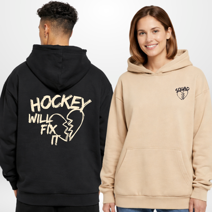 "HOCKEY WILL FIX IT" The Squad Ultra Heavy Oversized Hoodie in 2 Farben
