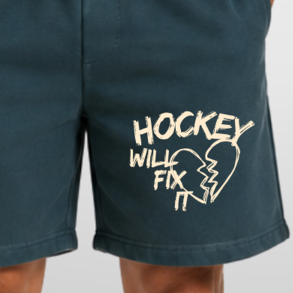 "HOCKEY WILL FIX IT" The Squad Vintage Heavy Shorts