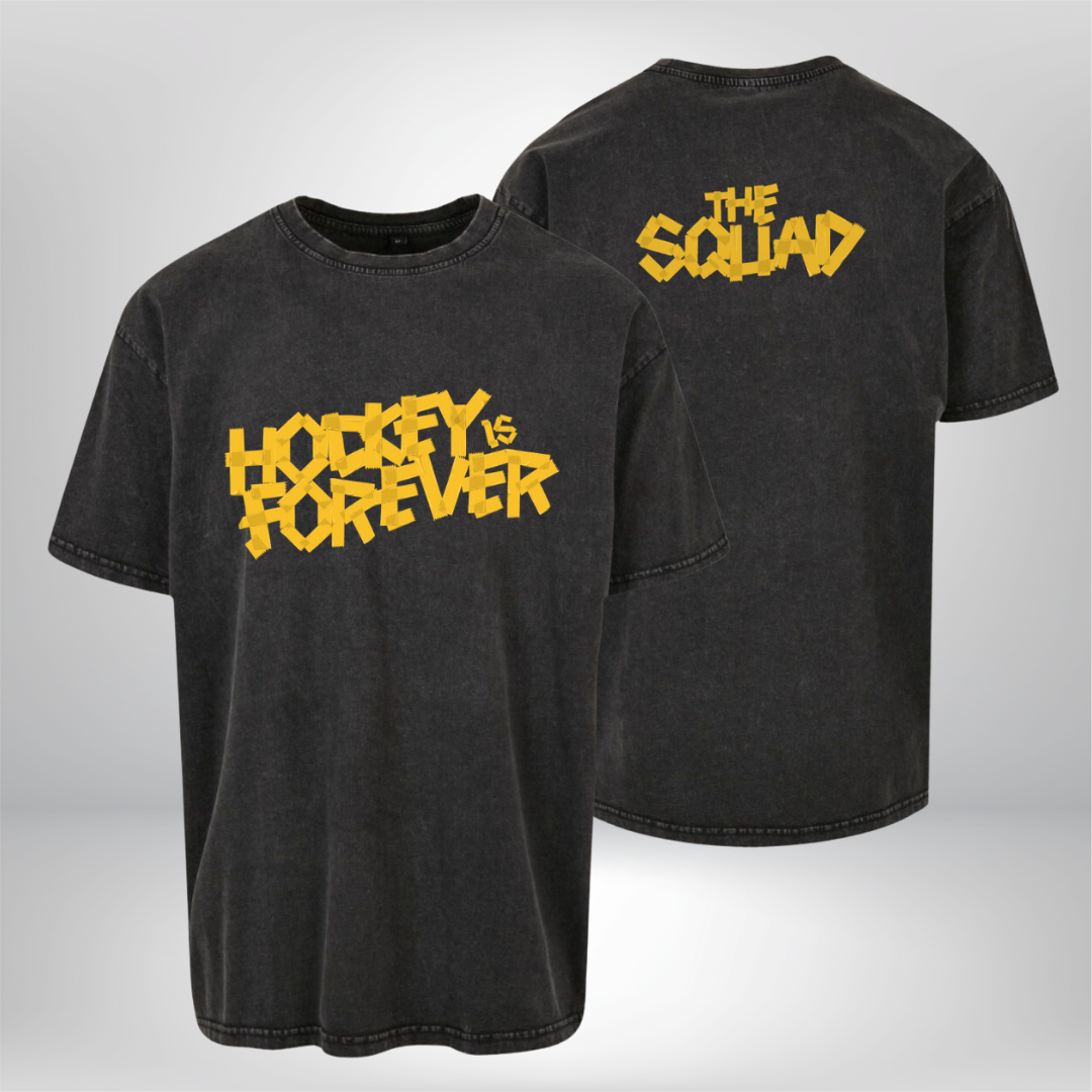 THE SQUAD  "Hockey is Forever" Acid Washed Oversized T-Shirt