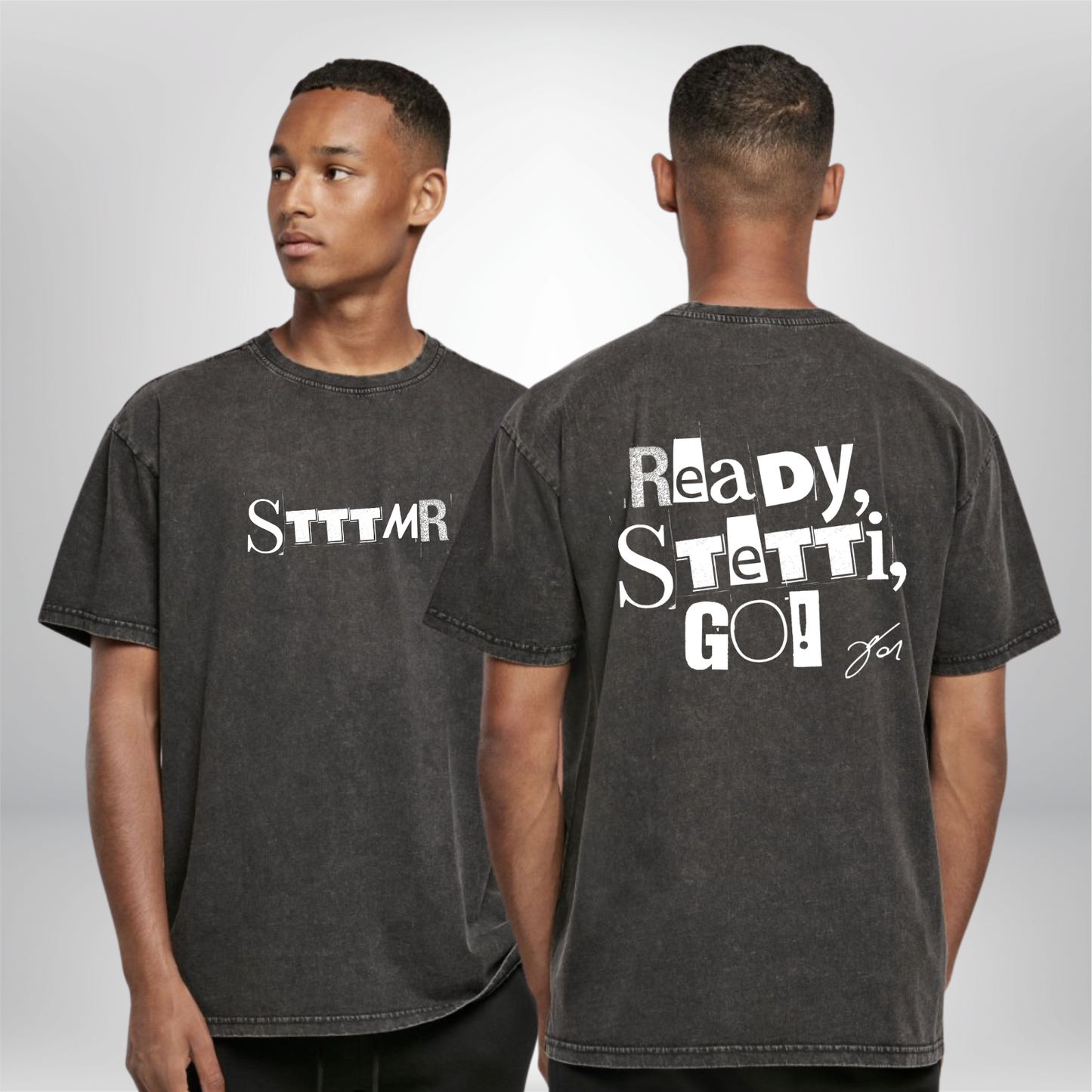 Jonas Stettmer "READY, STETTI, GO!" Acid Washed Oversized T-Shirt