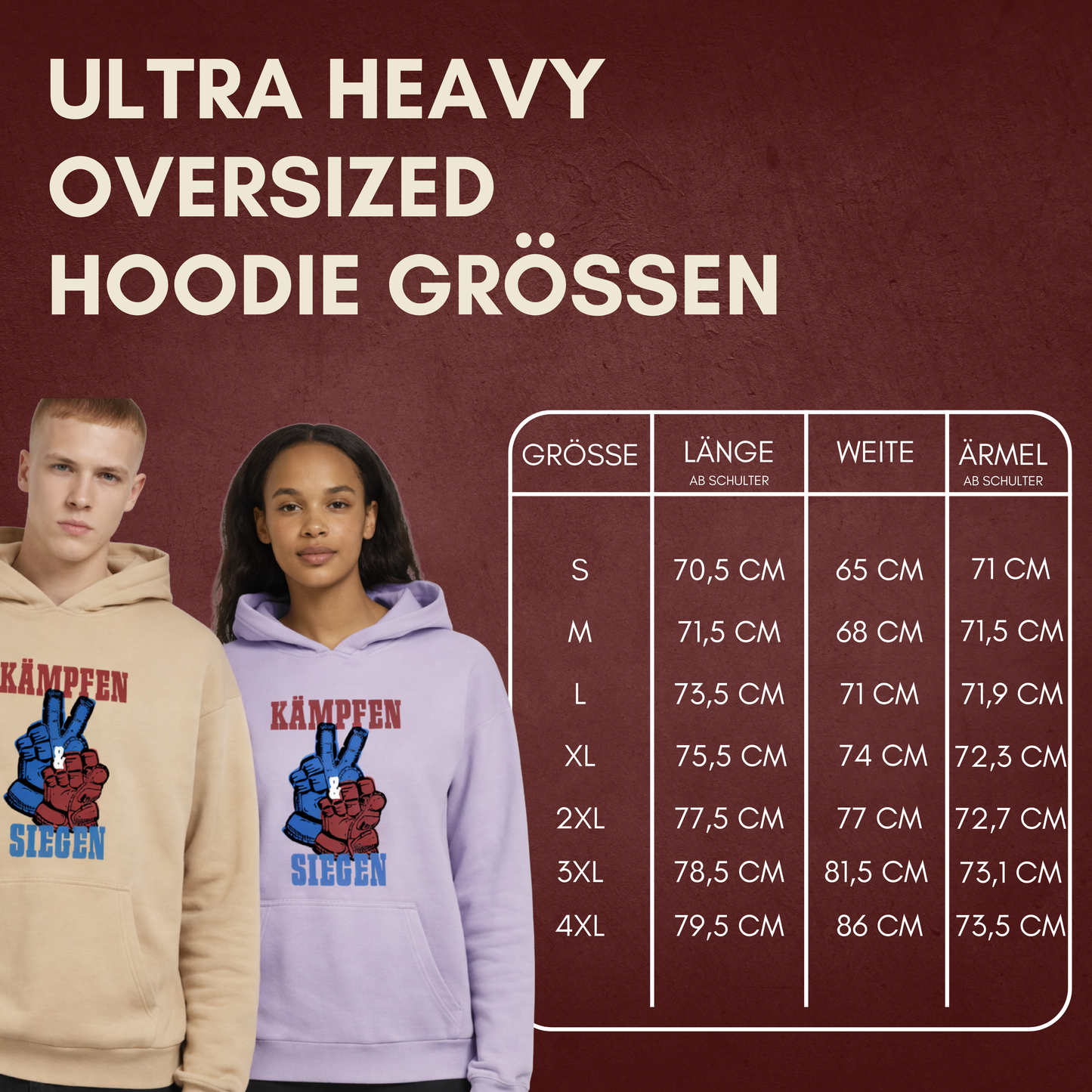 "KÄMPFEN & SIEGEN" The Squad Oversized Hoodie in 2 Farben