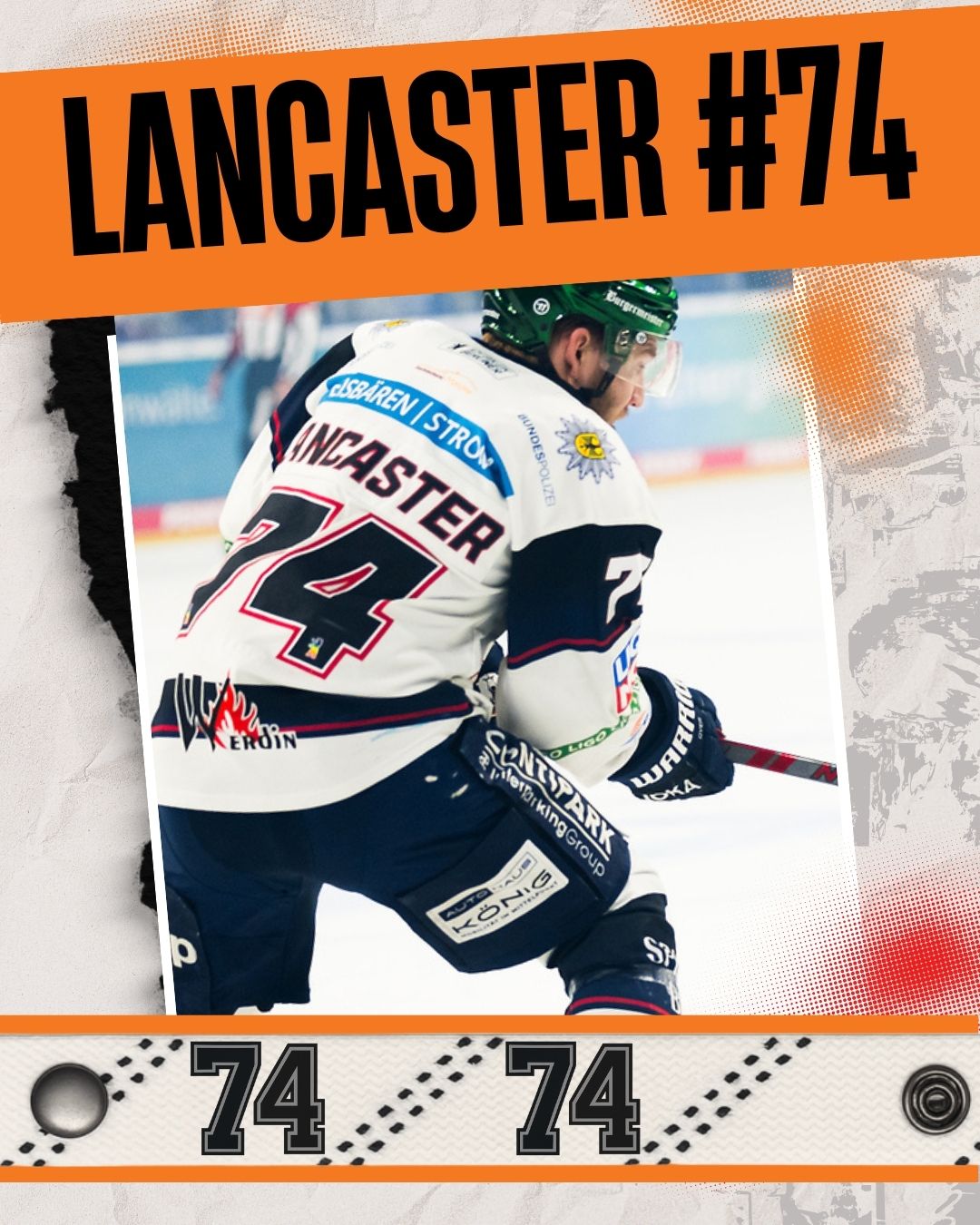 #74 Eishockey Armband Les Lancaster #74 - GAMECODE Lace Armband