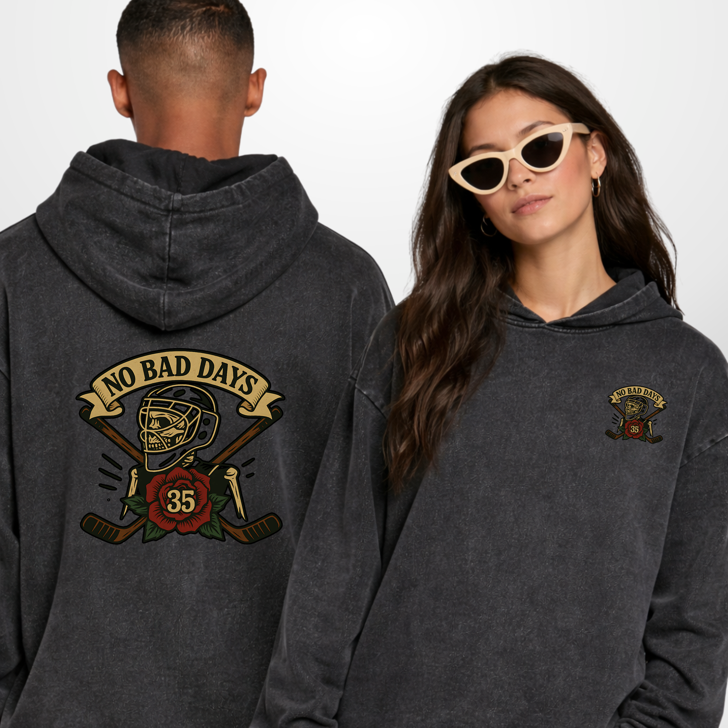 "NO BAD DAYS" Jerry Kuhn X The Squad Acid Washed Oversized Hoody
