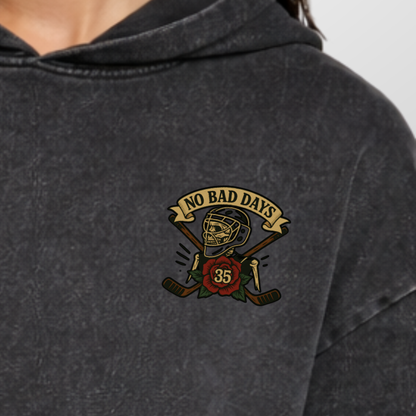 "NO BAD DAYS" Jerry Kuhn X The Squad Acid Washed Oversized Hoody