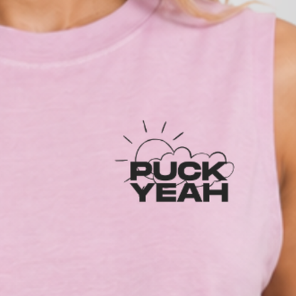 "PUCK YEAH" The Squad Hocky Ladies Vintage Washed Sleeveless Tee