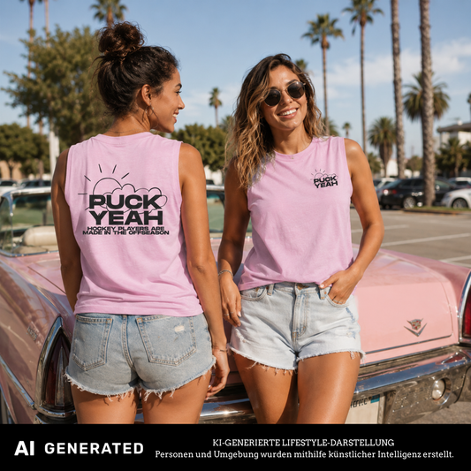 Puck Yeah Hocky Ladies Sleeveless Tee