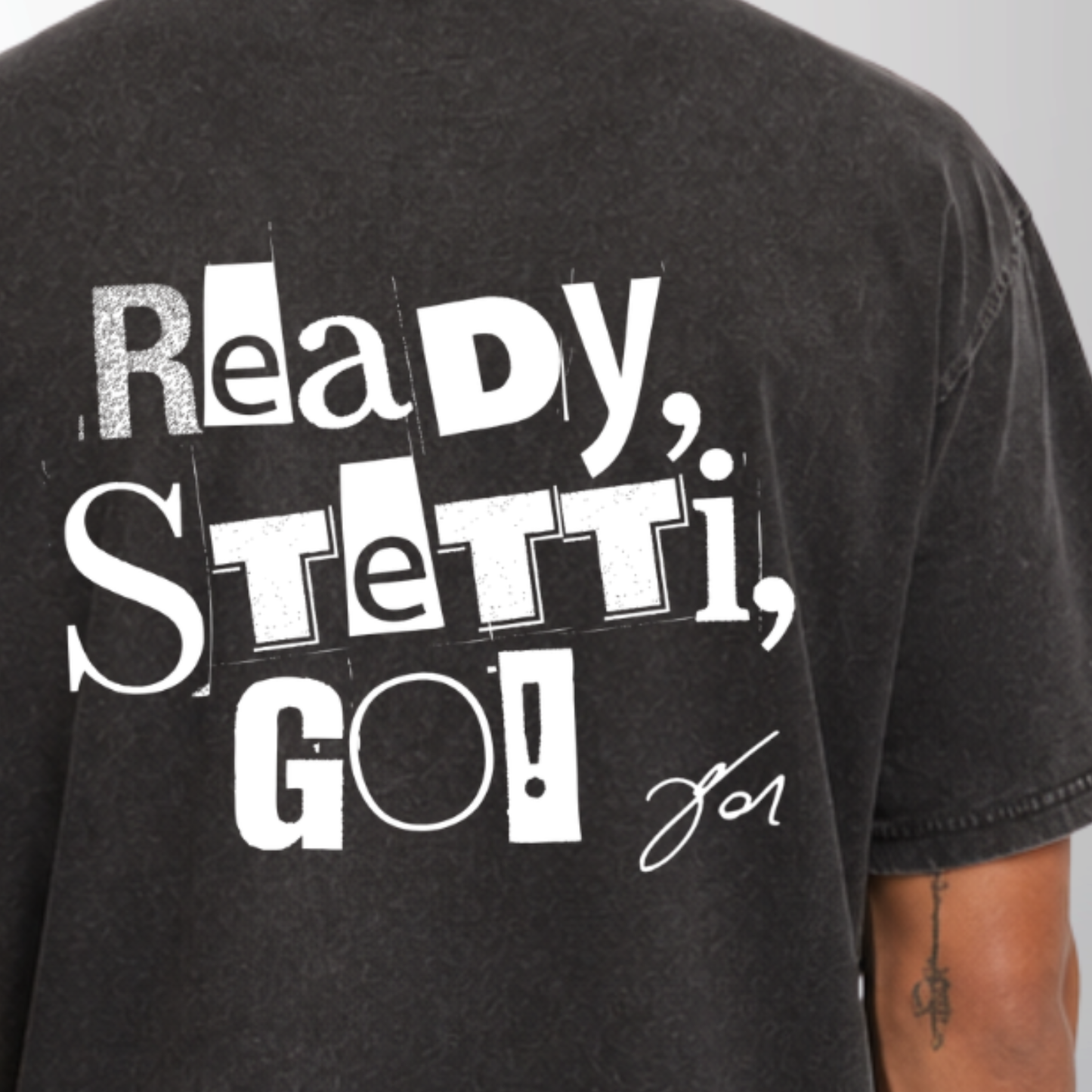 "READY, STETTI, GO!" Jonas Stettmer X The Squad Oversized Acid Washed T-Shirt