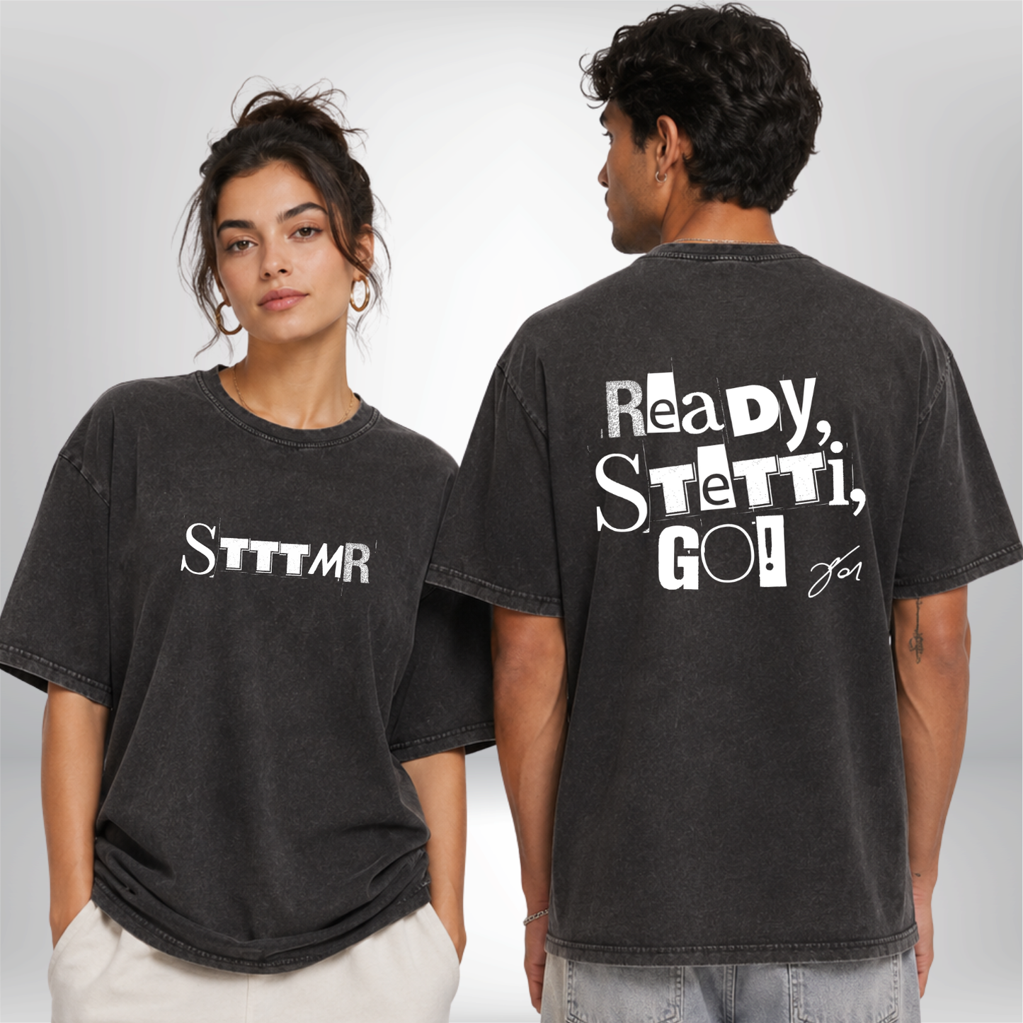 "READY, STETTI, GO!" Jonas Stettmer X The Squad Oversized Acid Washed T-Shirt