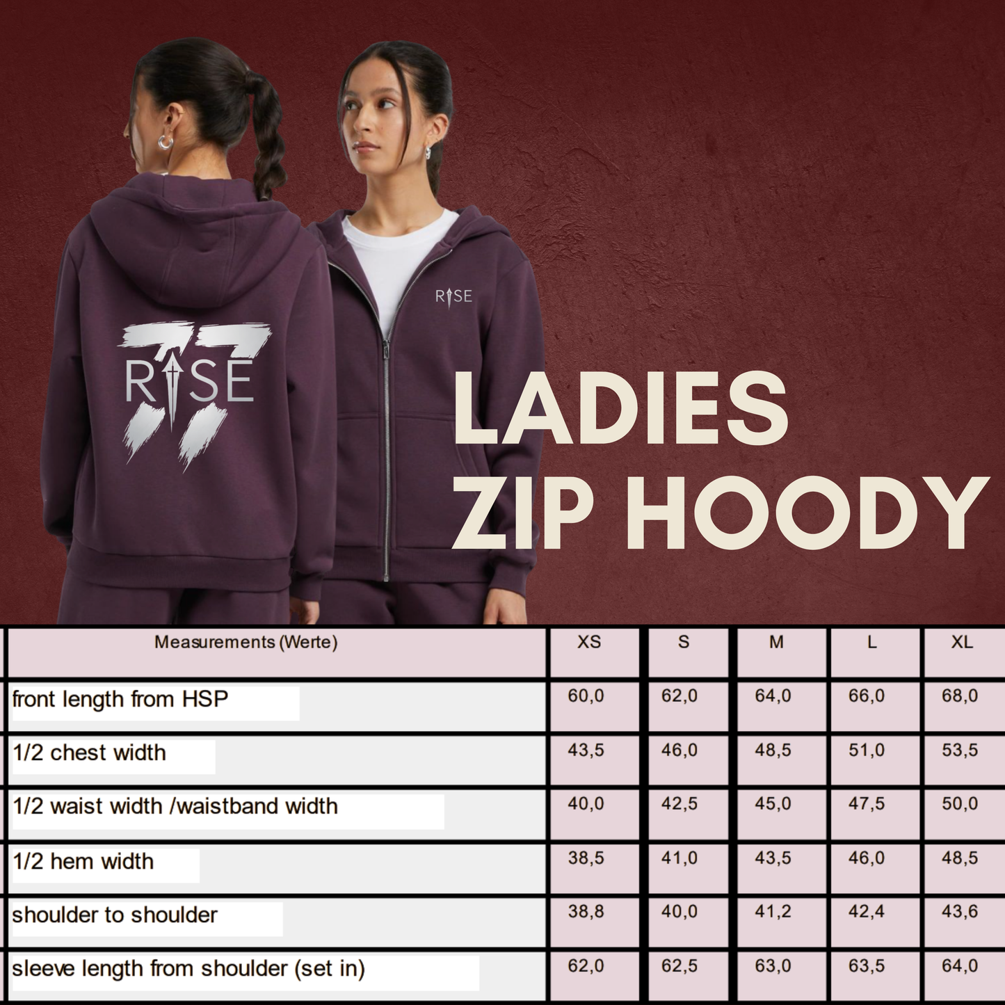 "RISE UP" Ladies Zip Hoody * Robbie Czarnik x The Squad *