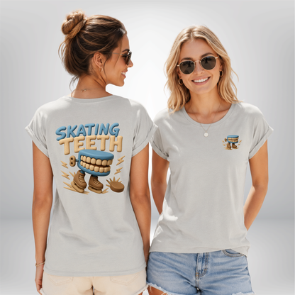 "SKATING TEETH" The Squad Ladies Extended Shoulder T-Shirt