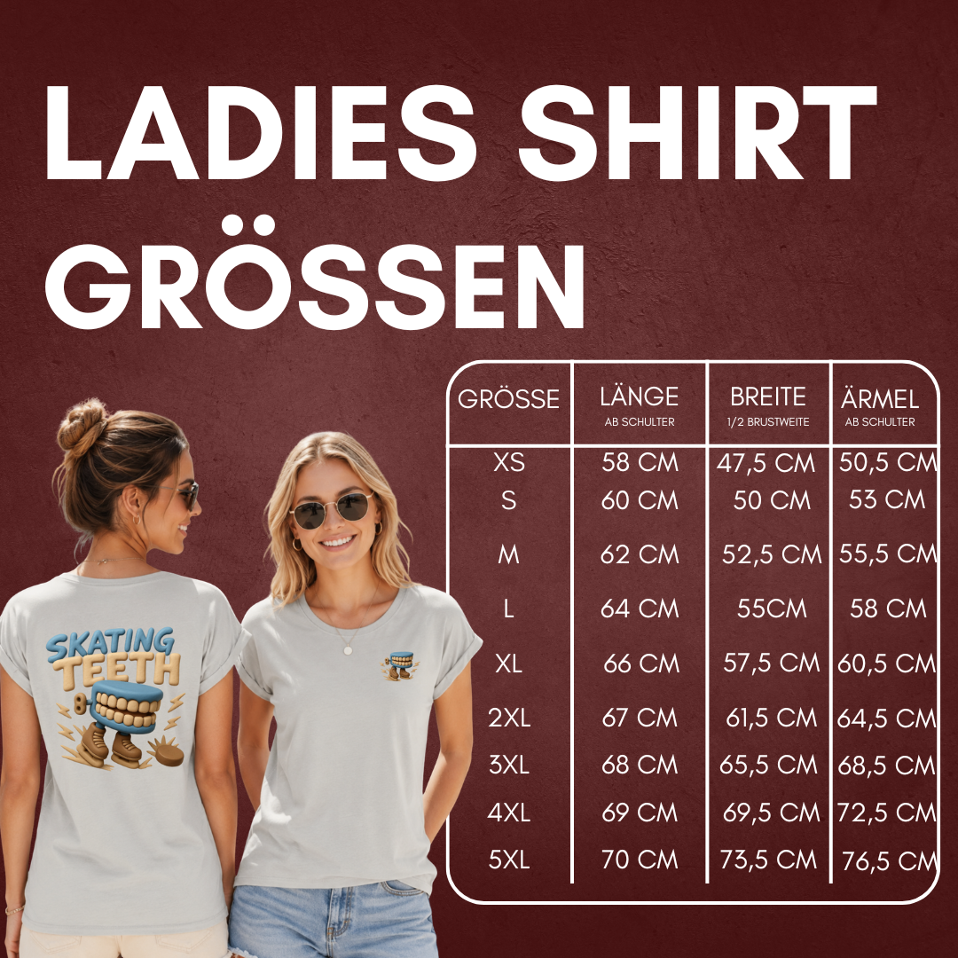 "SKATING TEETH" The Squad Ladies Extended Shoulder T-Shirt