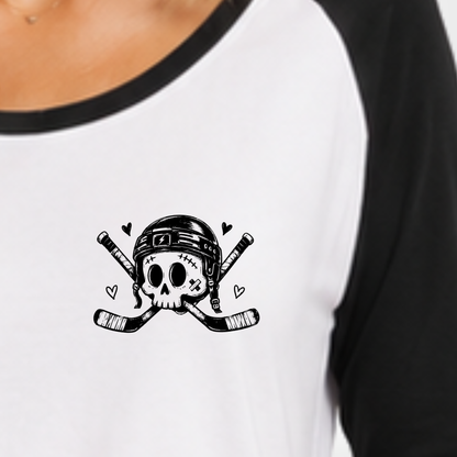 "SKULLY" The Squad Hockey Ladies 3/4 Contrast Raglan Tee