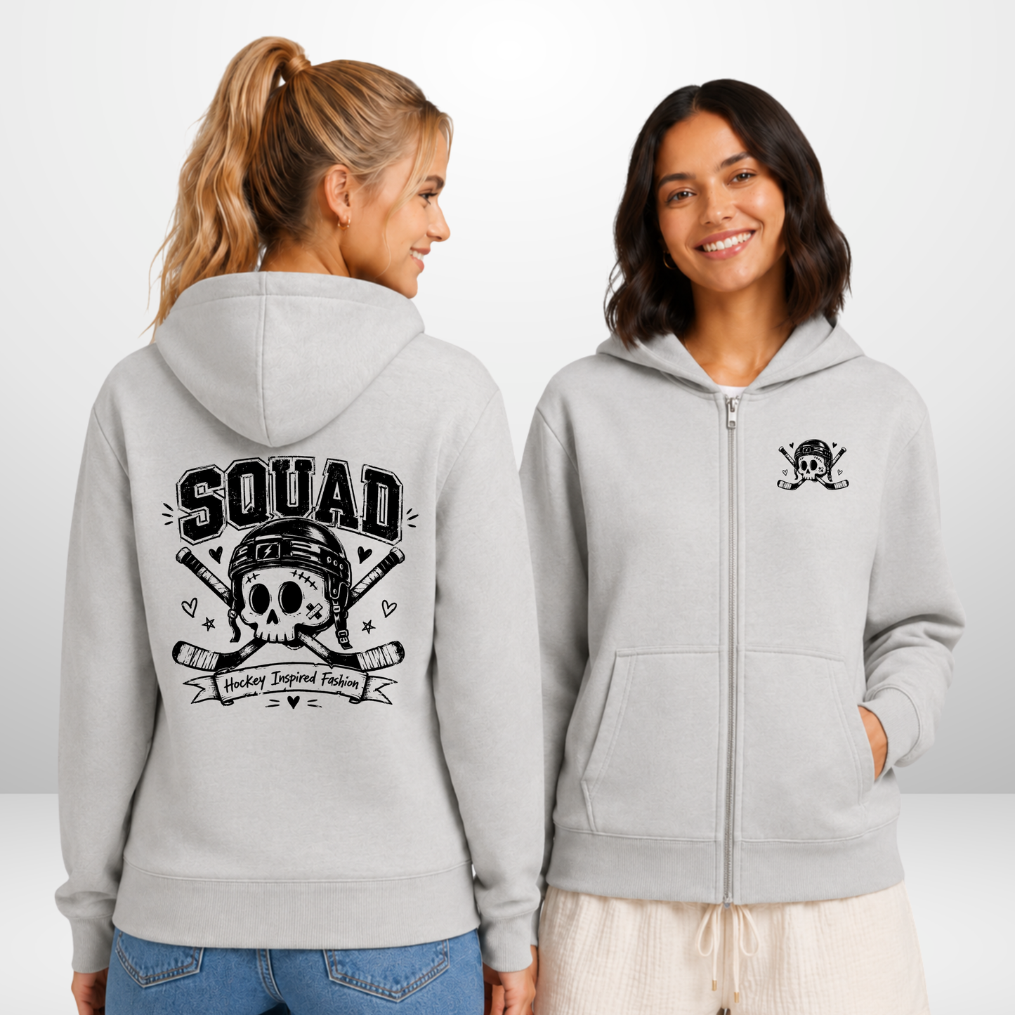 "SKULLY" The Squad Hockey Ladies Zip Hoody