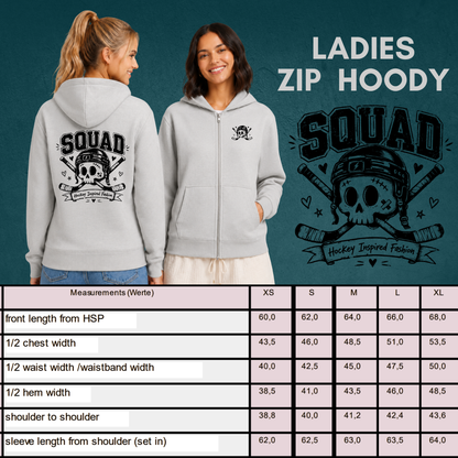 "SKULLY" The Squad Hockey Ladies Zip Hoody