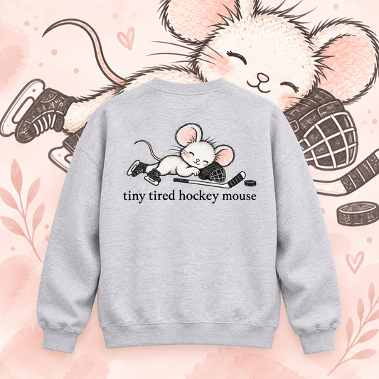Tired Hockey Mouse Ladies Overiszed Crewneck
